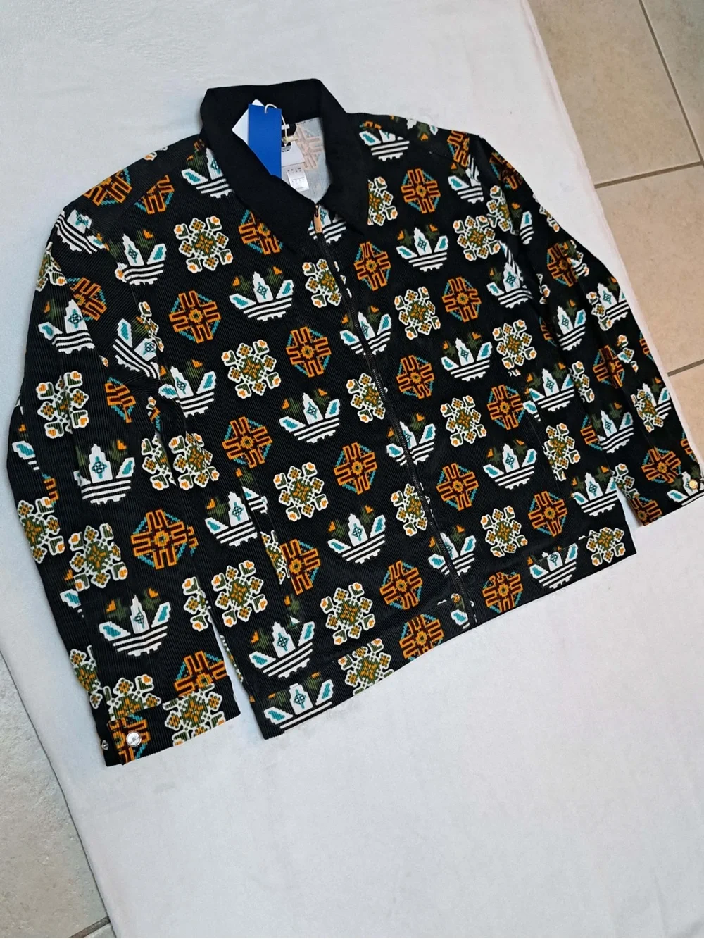 Adidas Monogram Allover Print Corduroy Coach Jacket - Men's size LARGE